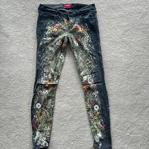 Mother low rise Floral Print Skinny Jeans